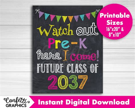 Watch Out Pre K Here I Come Future Class Of 2037 Preschool Etsy