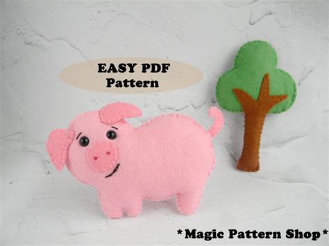 Pig Felt PDF Pattern Felt Pig Ornament Pattern Pig Sewing Etsy