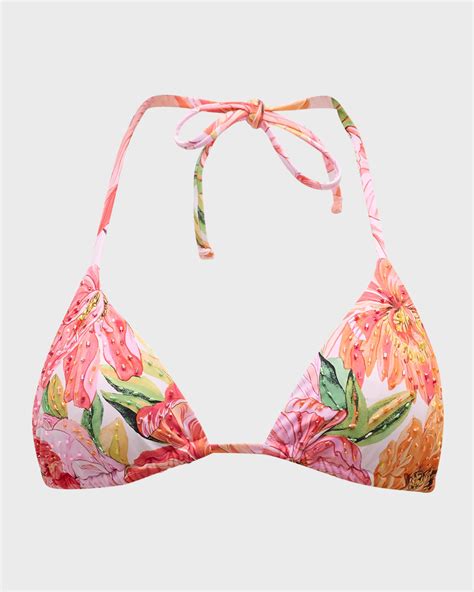 Pq Swim Floral Embroidered Triangle Bikini Top Neiman Marcus