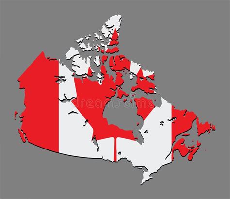 Vetor Do Mapa De Canadá a Bandeira Canadense Ilustração do Vetor