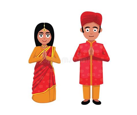 Karikatur Vektor Illustration Indische Paare Namaste Nette Vektor