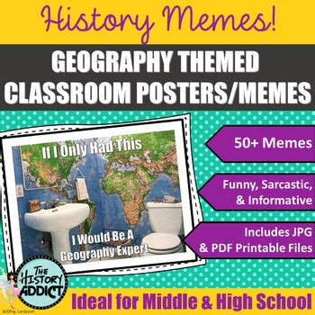 Geography Themed Classroom Poster Set (Memes) by Easy Lit Units and More