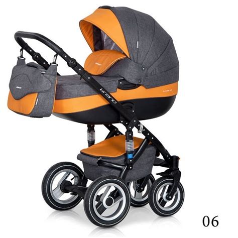 Коляска 2 в 1 Riko Bruno 06 серый-оранжевый