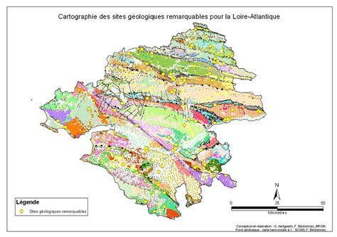 Cartographie des 88 sites géologiques remarquables sélectionnés et