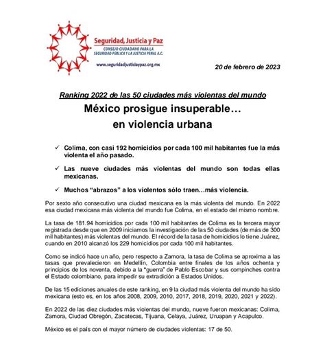 Carlos Vera On Twitter Guayaquil Puesto 24 Entre Las 50 Ciudades Más Violentas De México Son