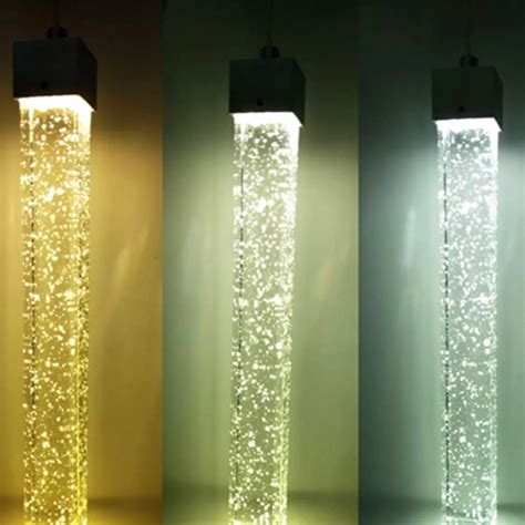 Pendente Led Vidro Cilíndrico Cristal Bolha Dourado Tubo Elo7