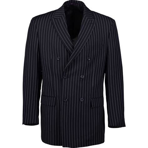 Vinci Men S Navy Blue Pinstripe Double Breasted 6 Button Classic Fit Suit New Ebay