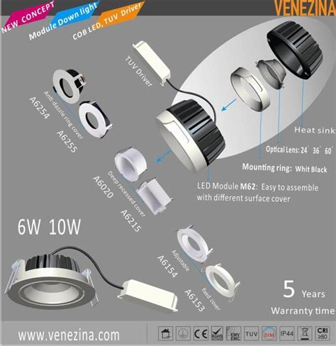 TUV SAA Ce RoHS 6W 10W COB LED Module Downlight Spotlight Ceilinglight