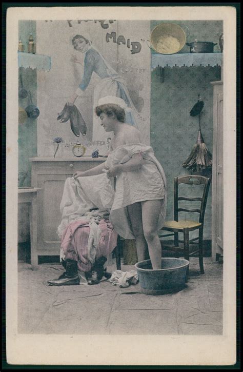 A Photogravure Near Nude Risque Woman Bathing Original Old S French