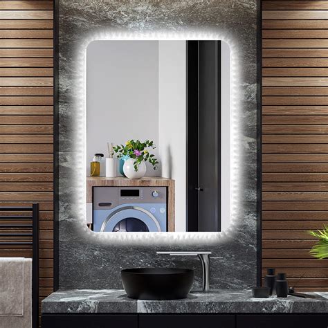 Costway 80x60cm Led Illuminated Bathroom Mirror Wall Mounted Mirror