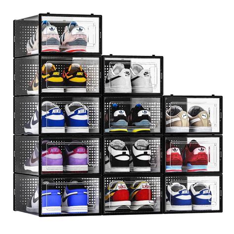 Buy 12 Pack Shoe Storage Bins Clear Plastic Stackable Shoe Organizer