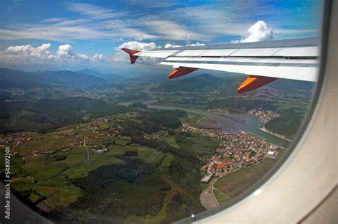 Easyjet British Low Cost Airline Aircraft In Flight Over Asturia