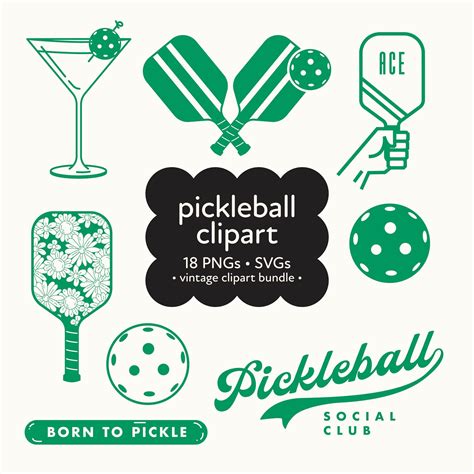 Pickleball Svg Clipart Bundle Vintage Pickleball Player Svg Pickle Ball Png Pickleball Shirt