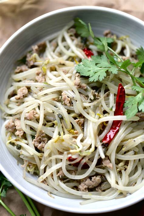 Stir Fry Bean Sprouts With Minced Pork Keto Gluten Free Yangs