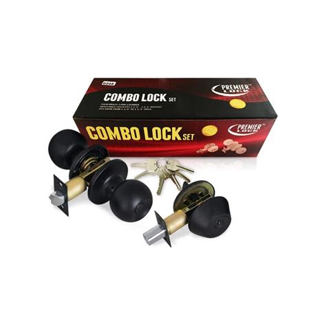 Premier Lock Black Single Cylinder Deadbolt Keyed Entry Door Knob Combo Pack 3 Pack In The