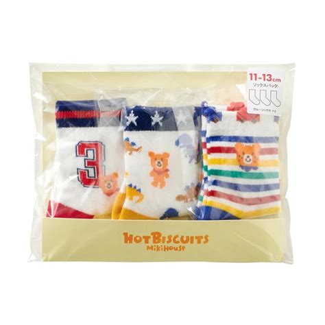 ミキハウス ホットビスケッツ mikihouse HOT BISCUITS ソックスパック 3足セット ブルー 1113cm 74 9632 573 ナチュラルベビー Natural