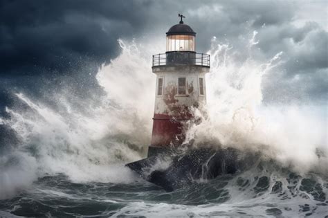 Premium AI Image Sea Storm Lighthouse Generate Ai