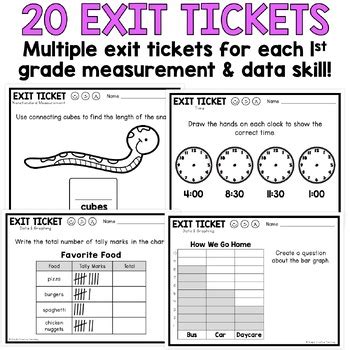 1st Grade Math Exit Tickets Measurement Data Exit Slips TPT