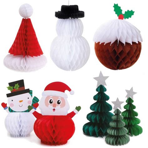 Assorted Hanging Christmas Honeycomb Crepe Paper Decorations