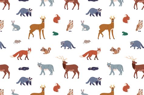 Forest Animals Seamless Patterns Set Masterbundles