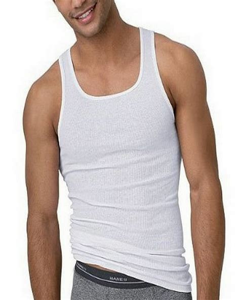 Men S Cotton Tank Top A Shirt Undershirt Ribbed White Pack Ebay