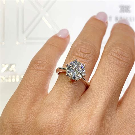 Classic Solitaire Prongs Engagement Ring Set With Carat Etsy