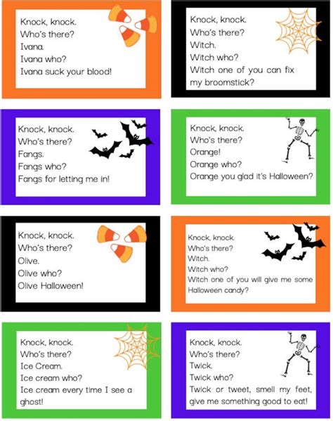 Halloween Knock Knock Joke Cards, Printable Halloween Activity for Kids ...