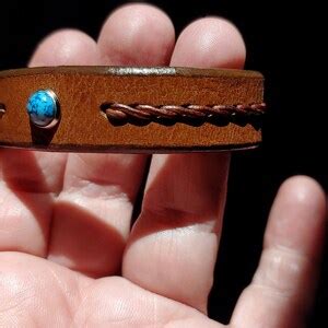 Reyes Turquoise Leather Bracelet Braided Leather Cuff Bracelet Native