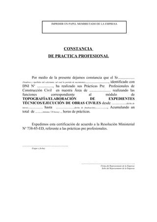 Modelo Constancia Ppp Trabajo PDF