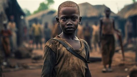 Premium Photo | African child from a poor village in Africa with a sad ...