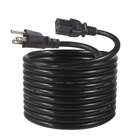 Buy 12FT Computer Monitor Replacement Power Cord -Black Long Standard ...