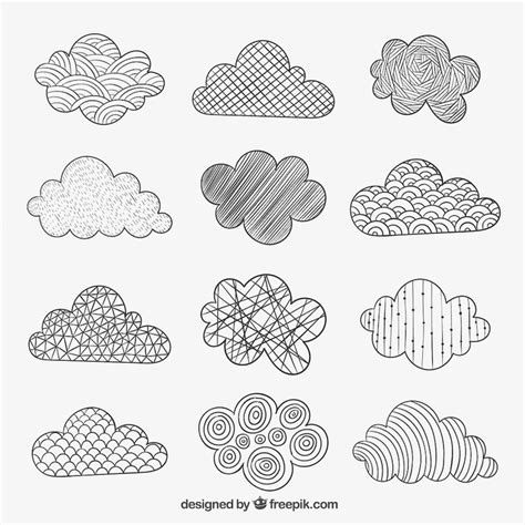 Premium Vector Sketchy Clouds In Abstract Style Doodle Art Drawing