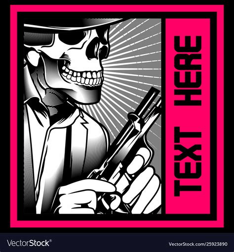 Skull Gangster With Gun Royalty Free Vector Image