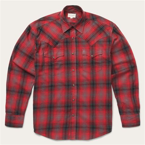 Stetson Classic Flannel Western Shirt In Red Plaid Flyclothing Llc