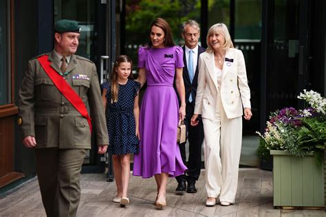 Kate Middleton Returns To Wimbledon In Royal Purple With Princess Charlotte In Tow Vogue