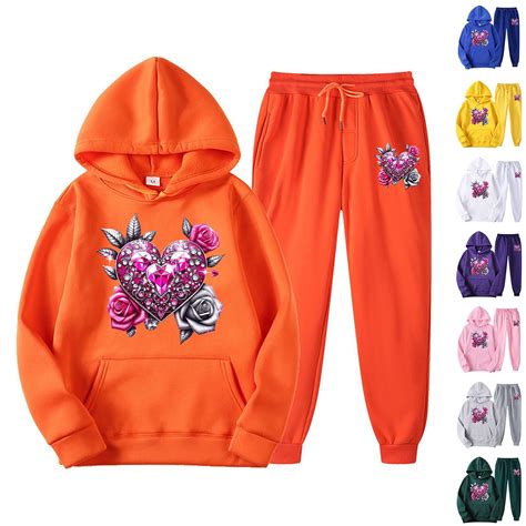 Feancey Track Suits For Women Set Valentines Day Novelty Printed Hoodie