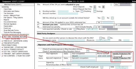 Identity Protection PIN (IP PIN) Location For The Taxpayer, Spouse or ...