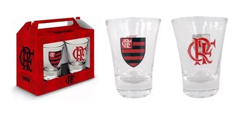 Conjunto 2 Copo Dose Flamengo Kit Mengão Pinga Oficial Parcelamento