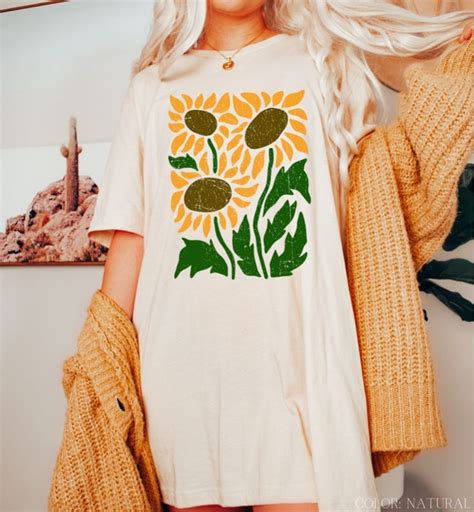 Botanical Shirtsunflower Shirt Floral Tee Shirt Flower Shirtgarden