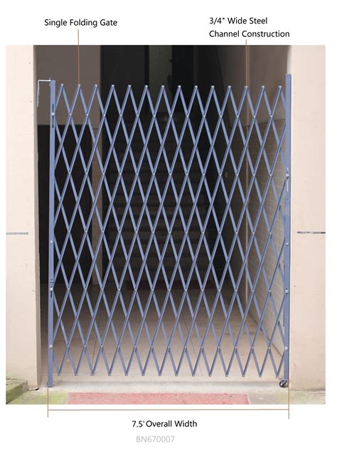 Grey Powder Coating Single Folding Security Gate , Steel Accordion ...