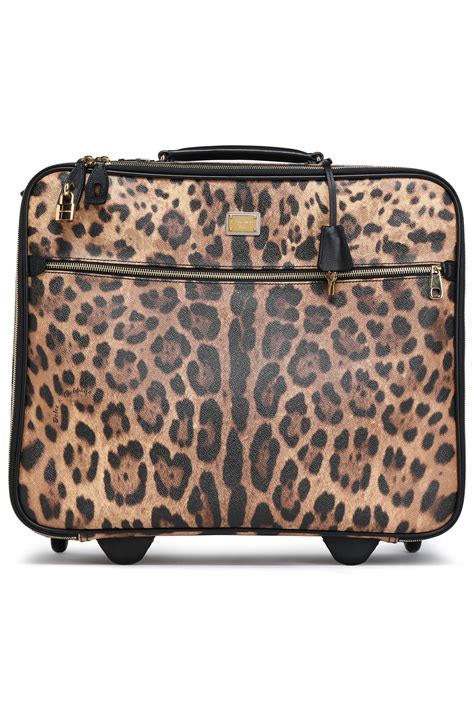 Dolce And Gabbana Woman Leopard Print Textured Leather Suitcase Animal