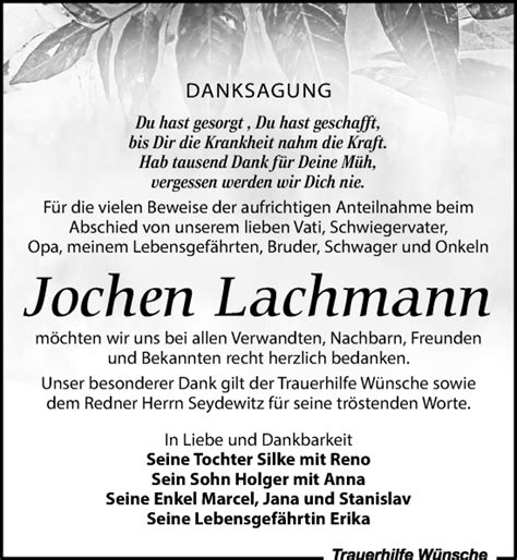 Traueranzeigen Von Jochen Lachmann Trauer Anzeigen De