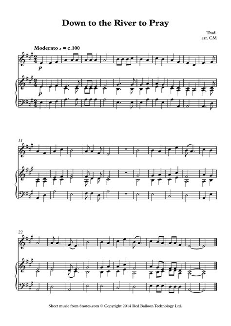 Down to the River to Pray sheet music for Violin - 8notes.com | Sheet ...