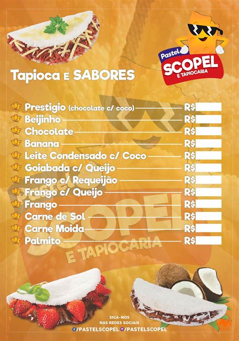 Menu Em Pastel Scopel E Tapiocaria Restaurante Jo O Neiva