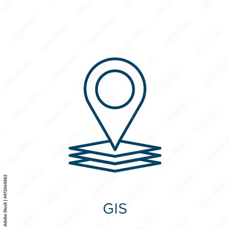 gis icon. Thin linear gis outline icon isolated on white background ...