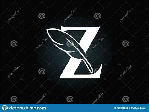 Initial Z Monogram Alphabet With A Feather Font Emblem Law Firm Icon