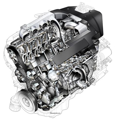 Honda Accord V6 engine Cutaway Drawing in High quality