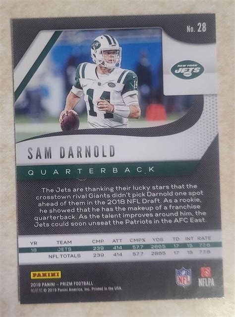 Panini Prizm Sam Darnold Card New York Jets Ebay