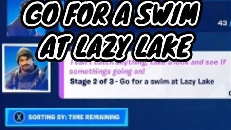 Go For A Swim At LAZY LAKE Fortnite Challenge YouTube