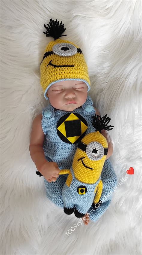 Newborn Costume, Minion Set, Minion Hat, Crochet Baby Outfit, Crochet ...